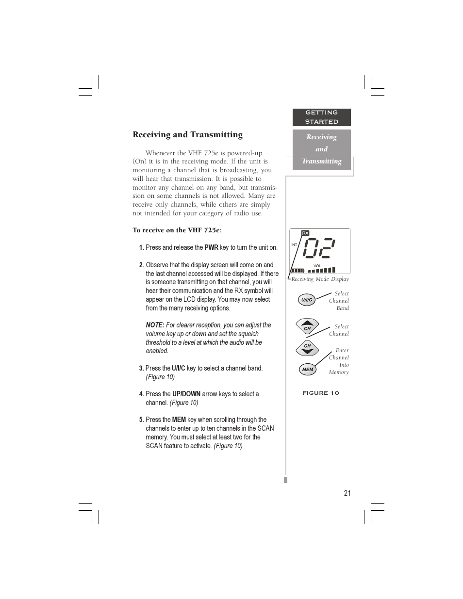 Receiving and transmitting | Garmin VHF 725e User Manual | Page 27 / 44