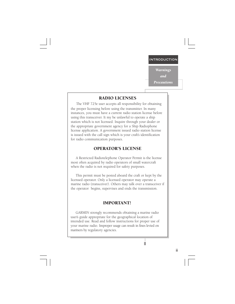 Garmin VHF 725e User Manual | Page 5 / 44