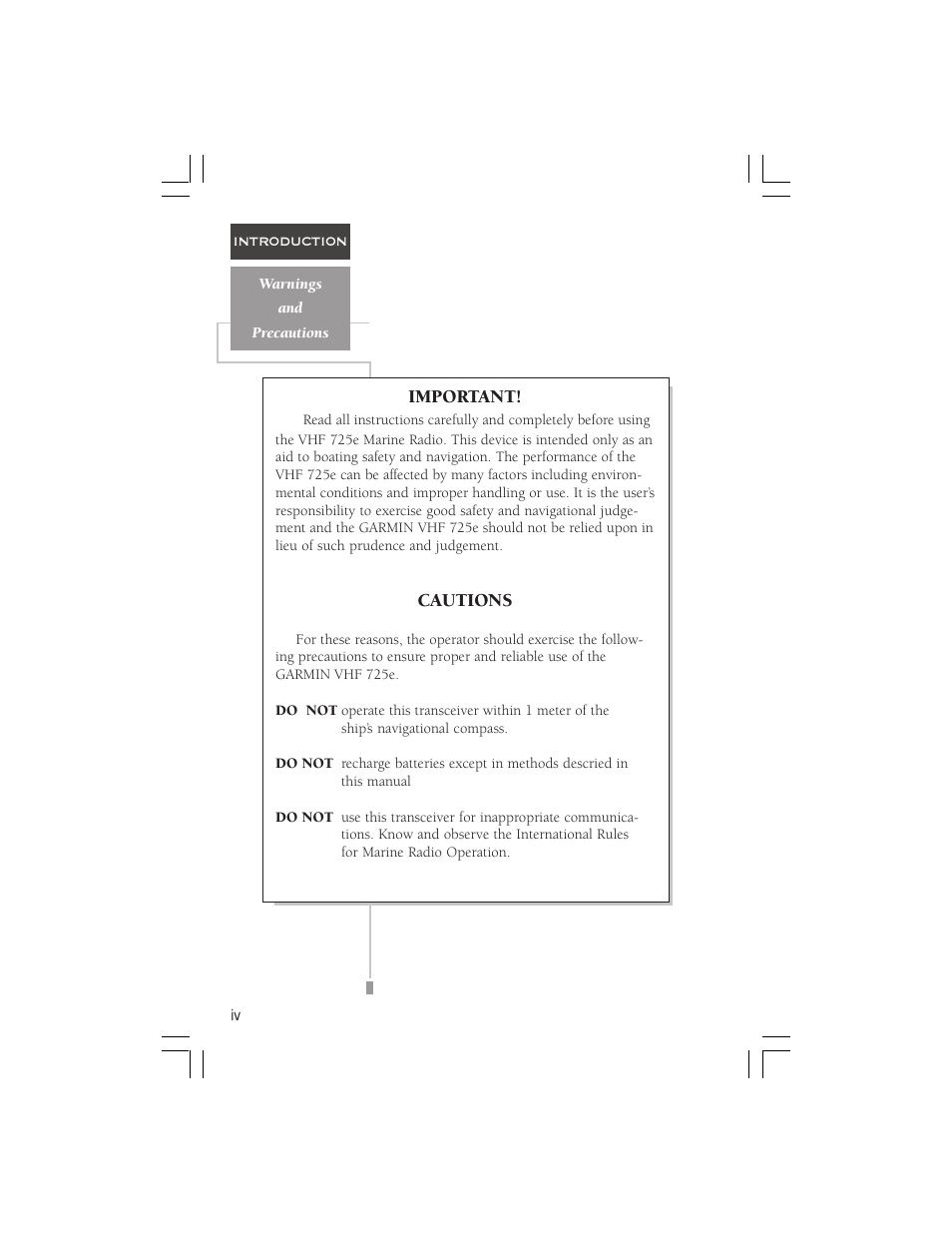 Garmin VHF 725e User Manual | Page 6 / 44