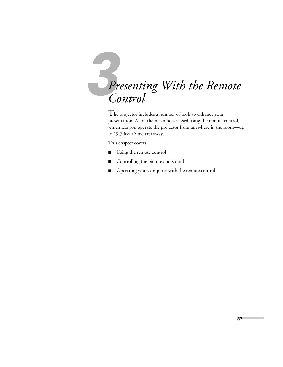 Presenting with the remote control | Epson EX21 User Manual | Page 37 / 96