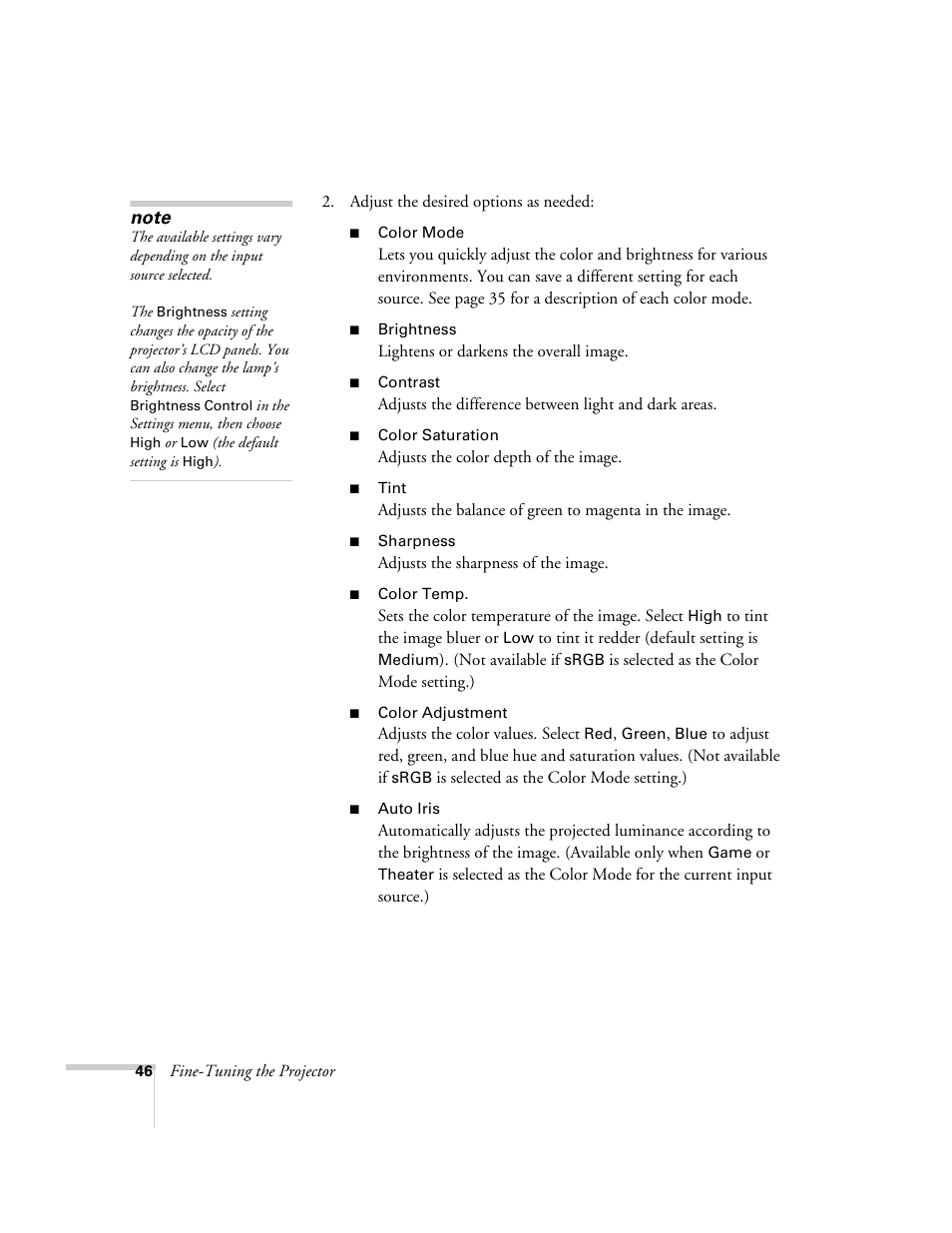 Epson EX21 User Manual | Page 46 / 96