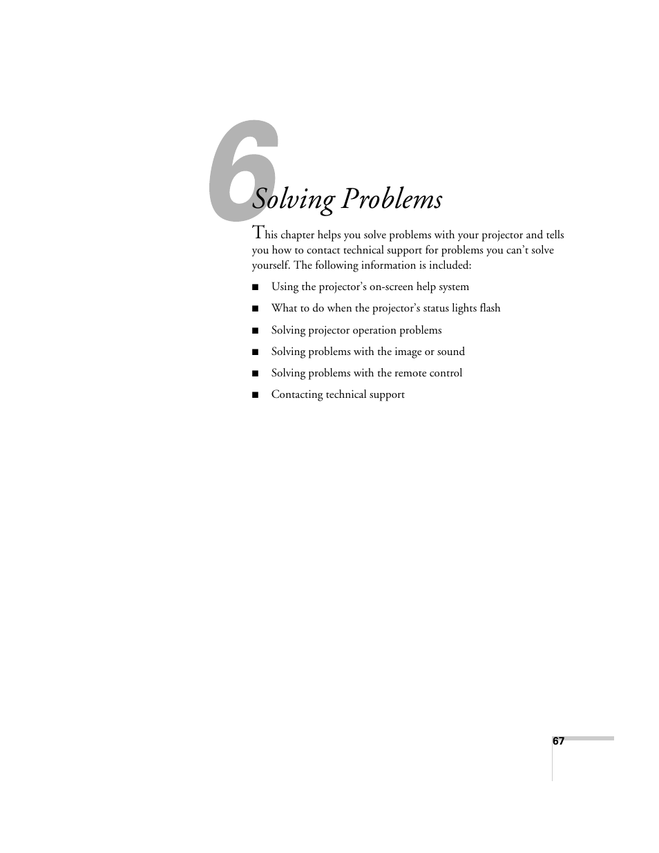 Solving problems | Epson EX21 User Manual | Page 67 / 96