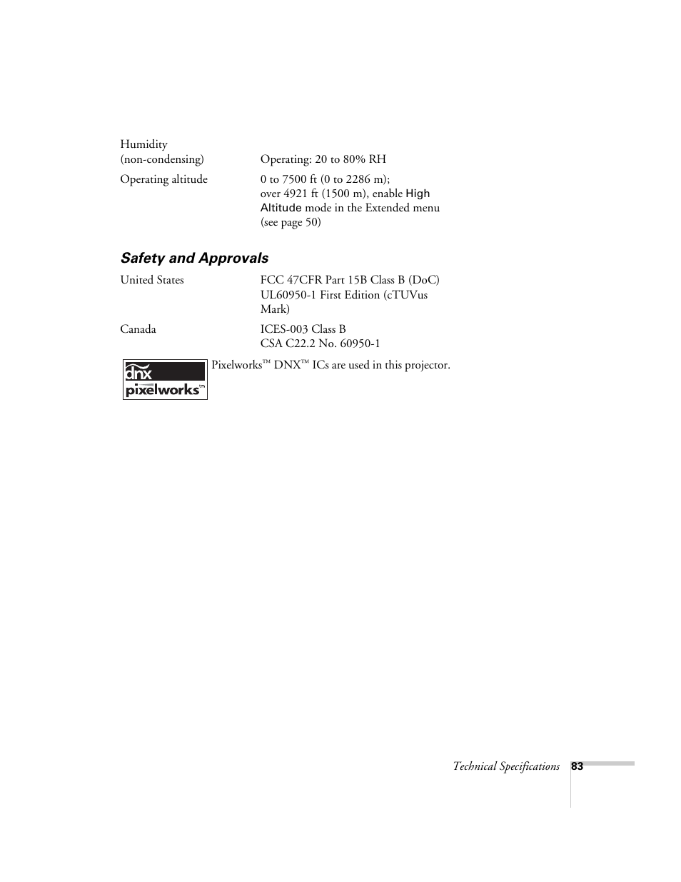 Safety and approvals | Epson EX21 User Manual | Page 83 / 96