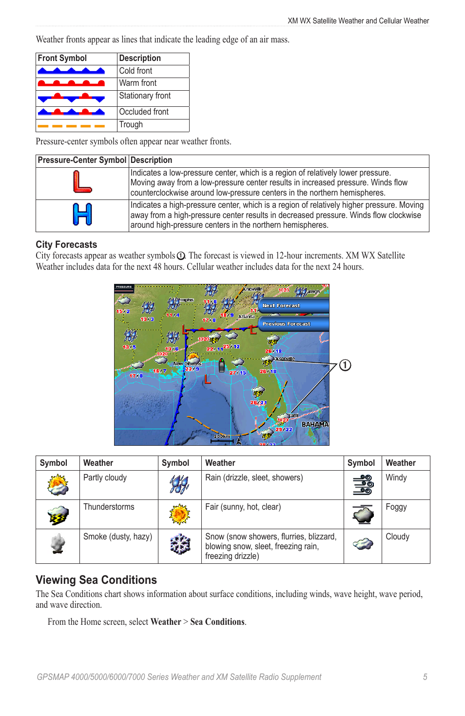 Viewing sea conditions | Garmin 7000 User Manual | Page 9 / 24