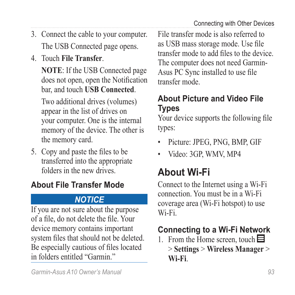 About wi-fi | Garmin ASUS A10 User Manual | Page 101 / 134