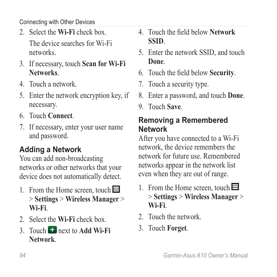 Garmin ASUS A10 User Manual | Page 102 / 134