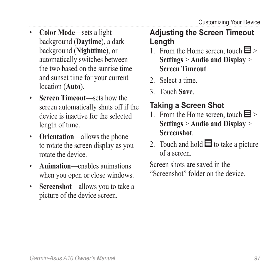 Garmin ASUS A10 User Manual | Page 105 / 134