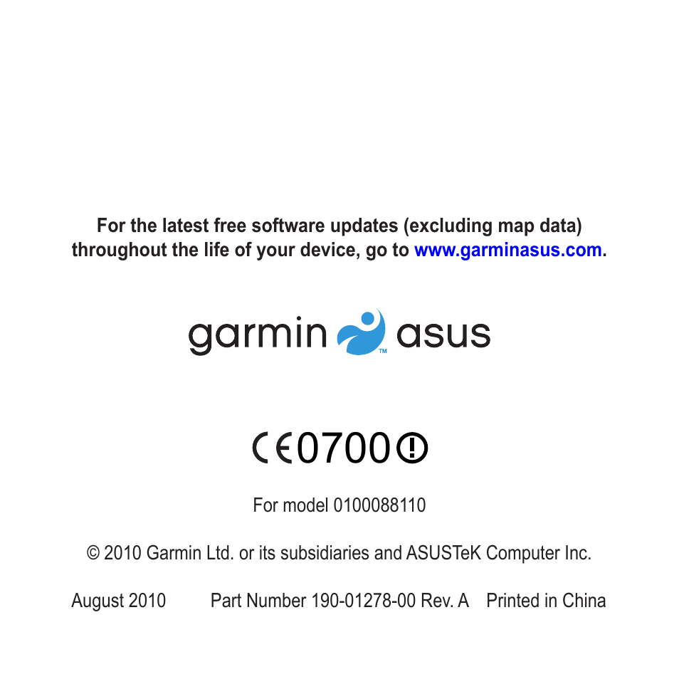 Garmin ASUS A10 User Manual | Page 134 / 134