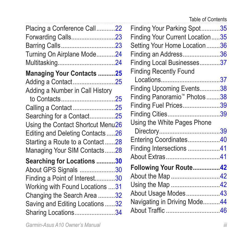 Garmin ASUS A10 User Manual | Page 5 / 134