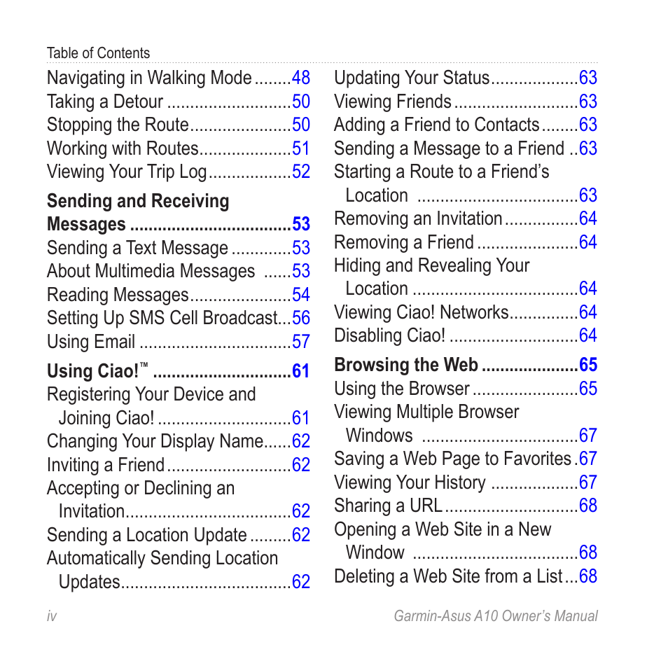 Garmin ASUS A10 User Manual | Page 6 / 134