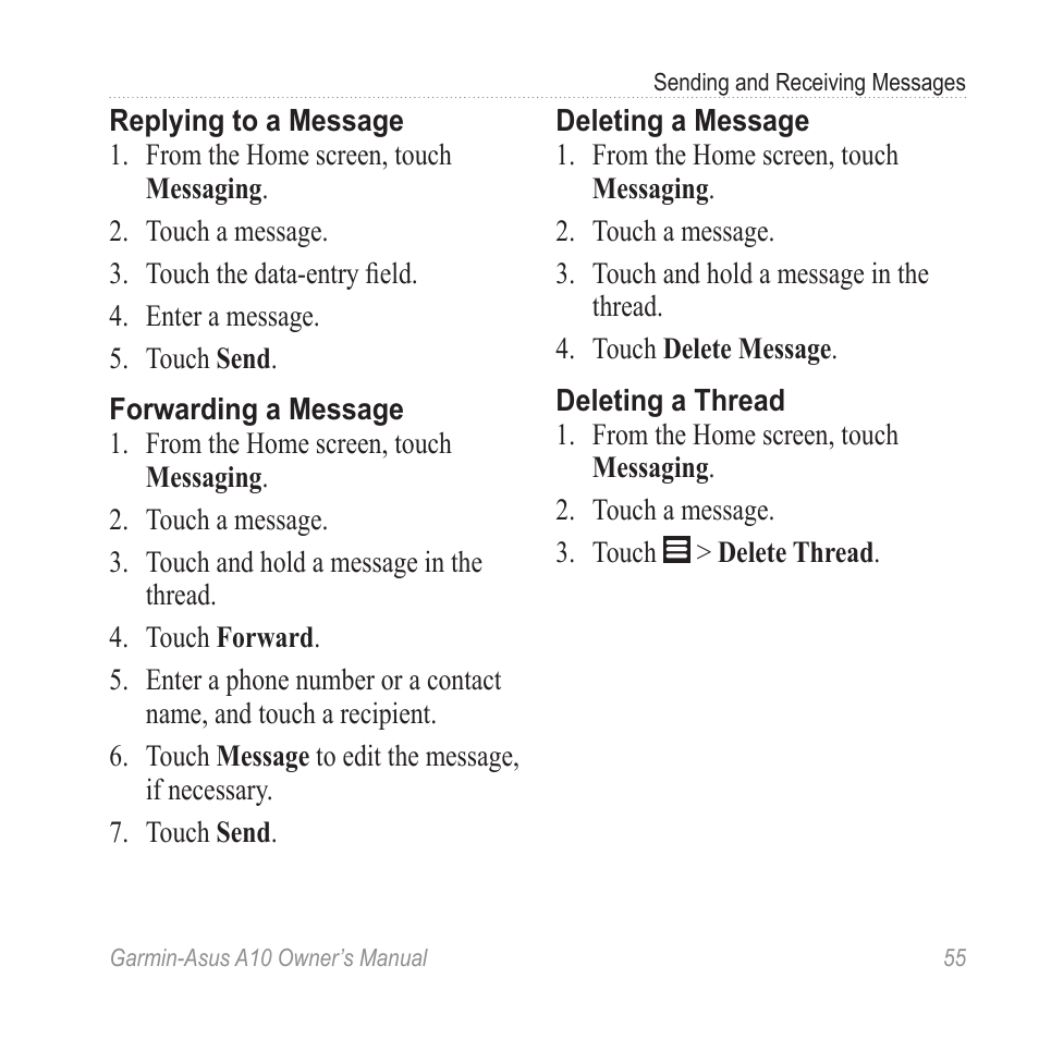 Garmin ASUS A10 User Manual | Page 63 / 134