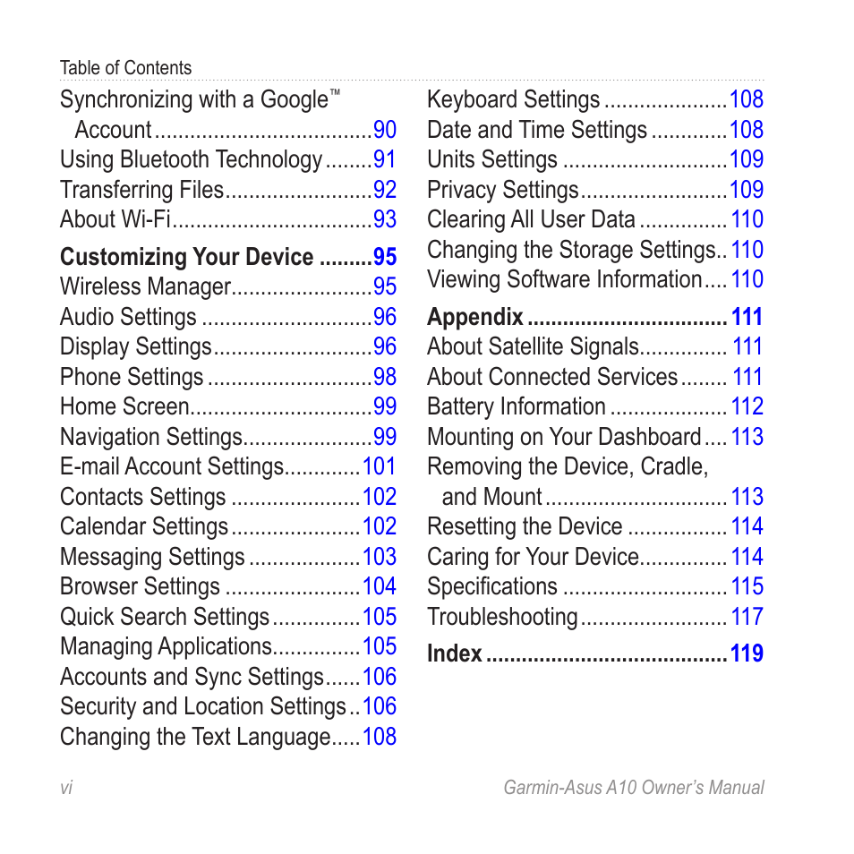 Garmin ASUS A10 User Manual | Page 8 / 134