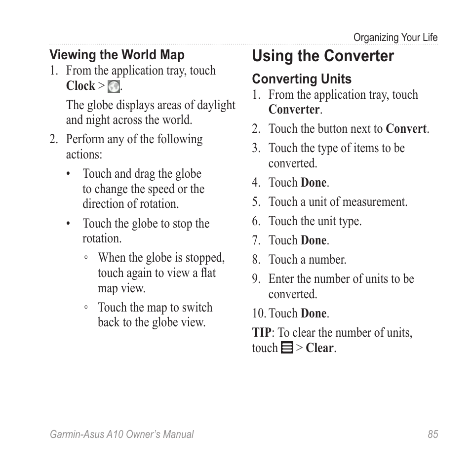 Using the converter | Garmin ASUS A10 User Manual | Page 93 / 134