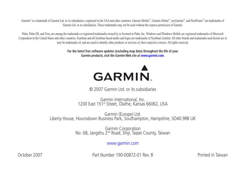 Garmin MOBILE XT User Manual | Page 8 / 8