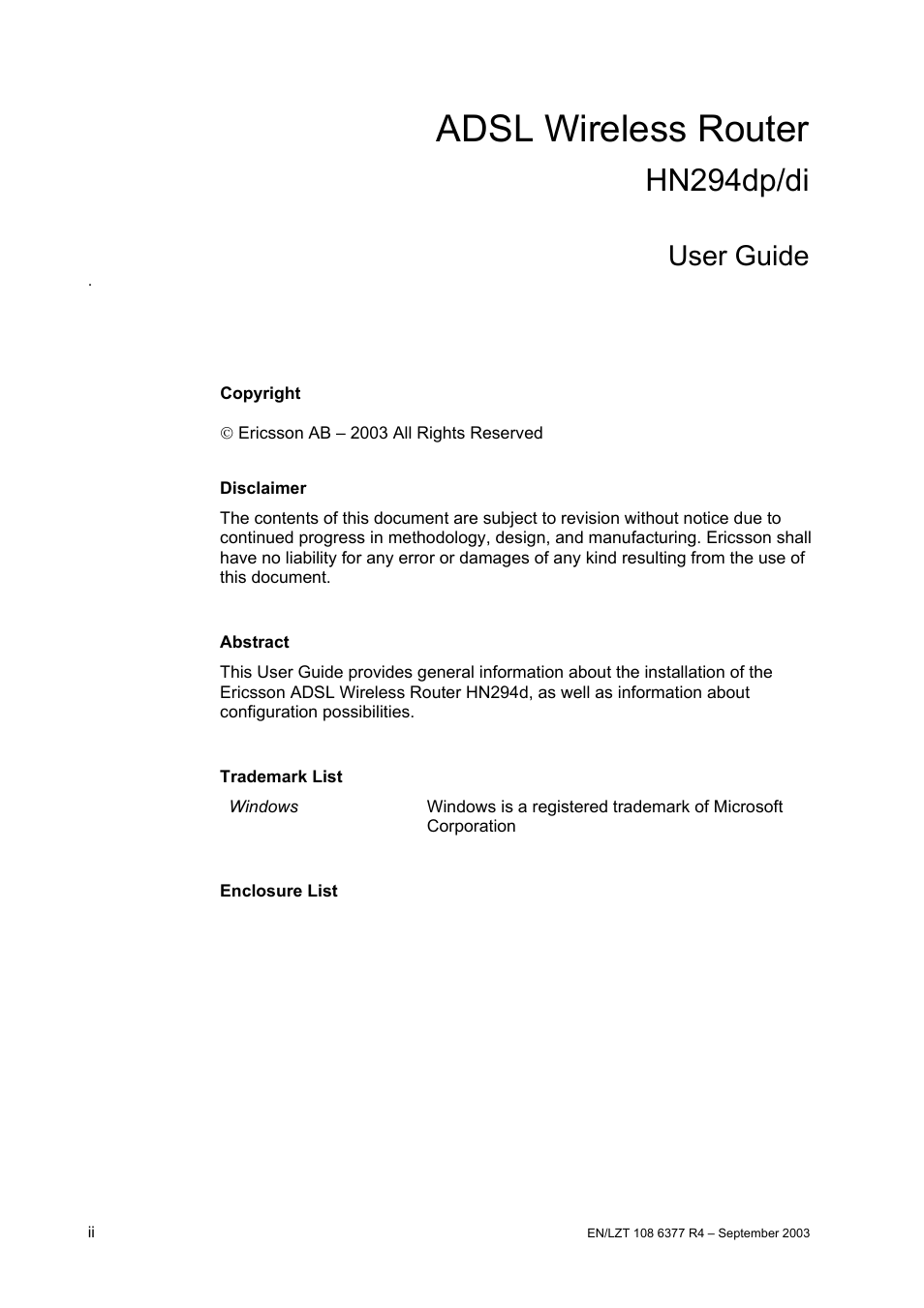 Adsl wireless router, Hn294dp/di, User guide | Garmin HN294DP/DI User Manual | Page 2 / 104