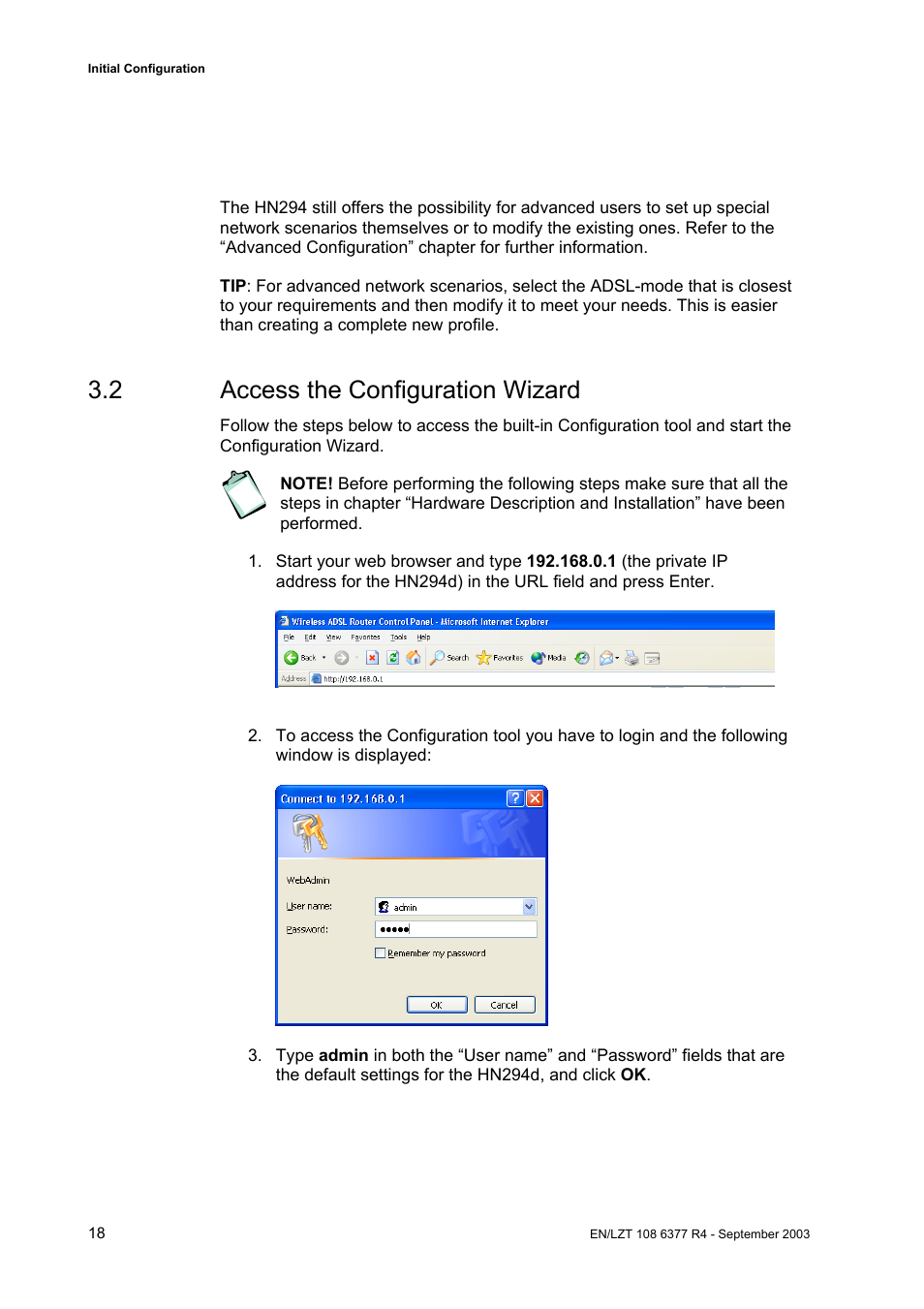 2 access the configuration wizard | Garmin HN294DP/DI User Manual | Page 24 / 104