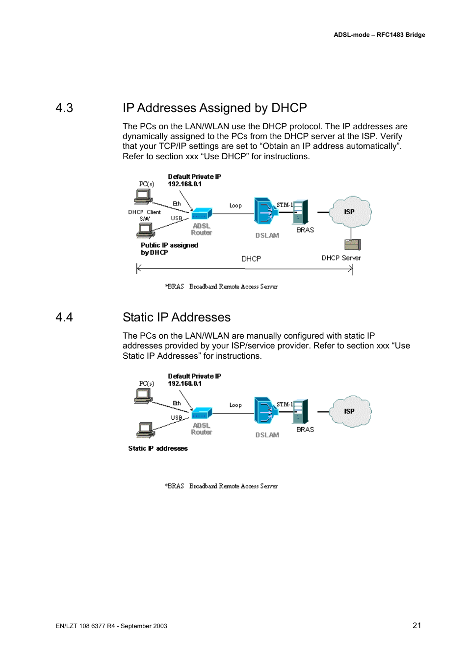 3 ip addresses assigned by dhcp, 4 static ip addresses | Garmin HN294DP/DI User Manual | Page 27 / 104