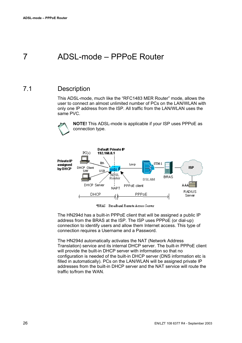 7adsl-mode – pppoe router, 1 description | Garmin HN294DP/DI User Manual | Page 32 / 104