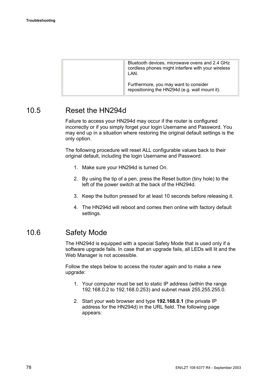 5 reset the hn294d, 6 safety mode | Garmin HN294DP/DI User Manual | Page 84 / 104