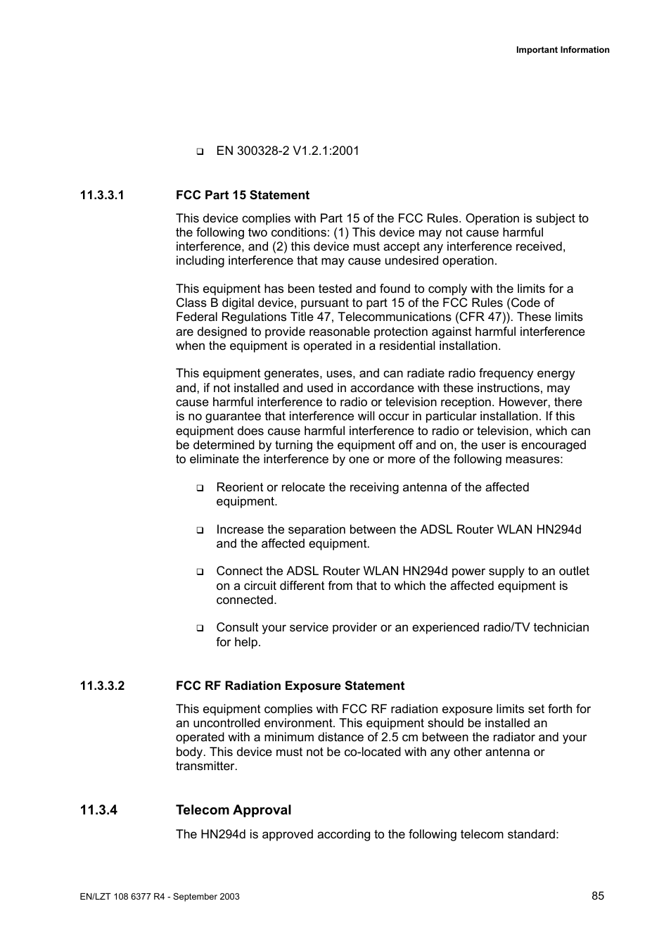 4 telecom approval | Garmin HN294DP/DI User Manual | Page 91 / 104