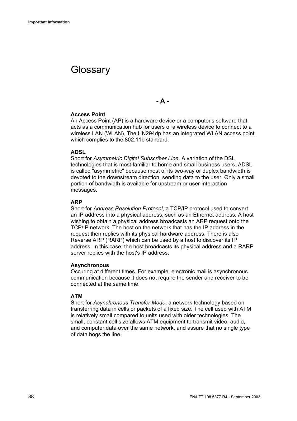 Glossary | Garmin HN294DP/DI User Manual | Page 94 / 104