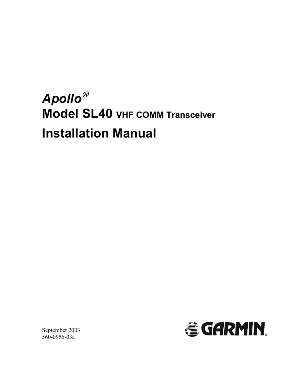 Garmin SL40 User Manual | 38 pages