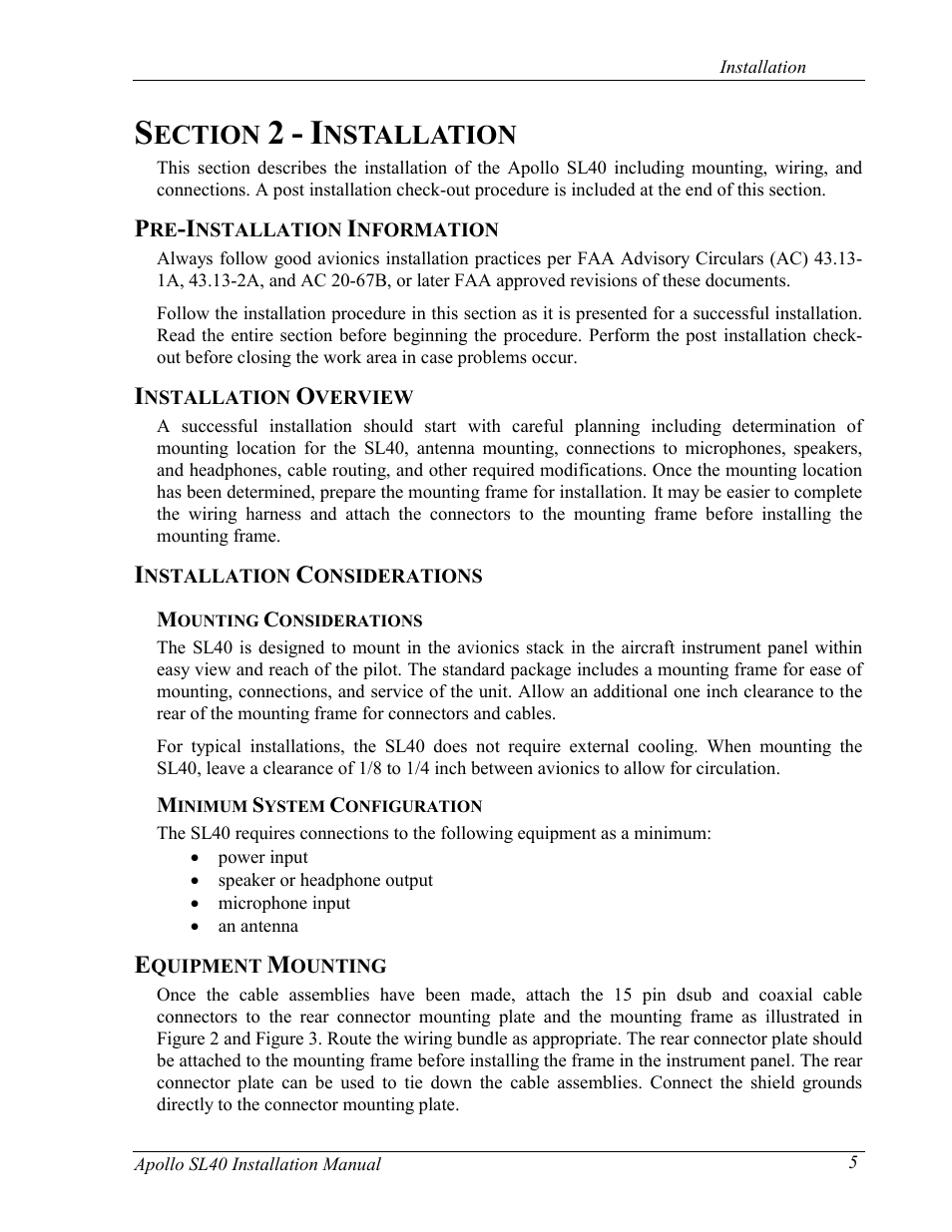 Ection, Nstallation | Garmin SL40 User Manual | Page 11 / 38