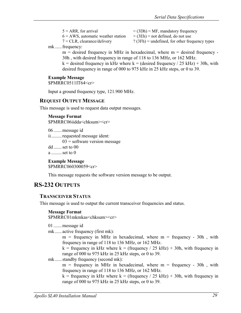 Rs-232 | Garmin SL40 User Manual | Page 35 / 38