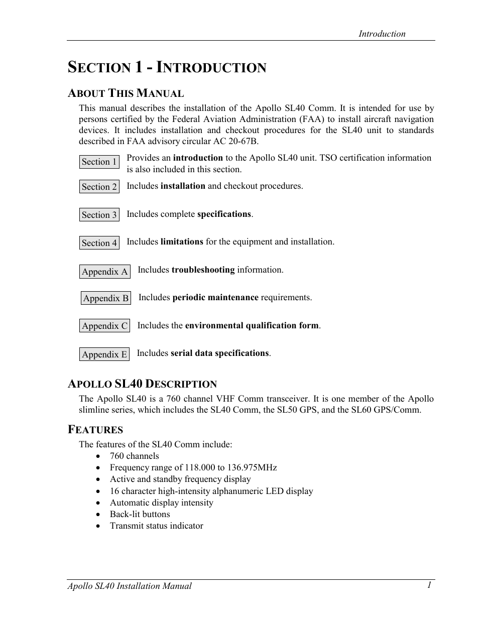 Ection, Ntroduction, Sl40 | Garmin SL40 User Manual | Page 7 / 38