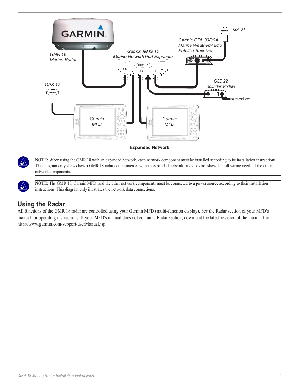 Using the radar | Garmin GMR 18 User Manual | Page 7 / 12