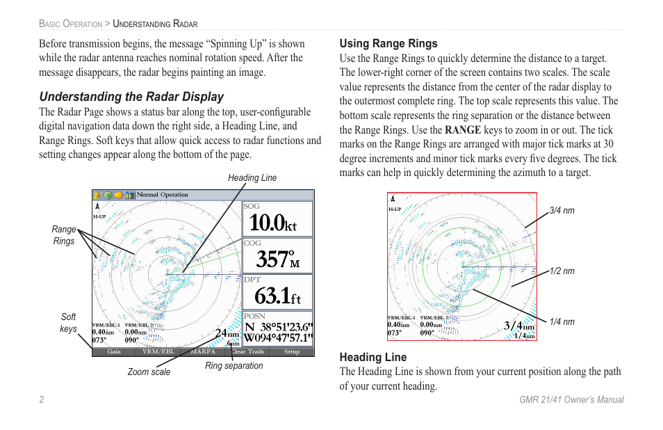 Understanding the radar display | Garmin GMR 21/41 User Manual | Page 8 / 26