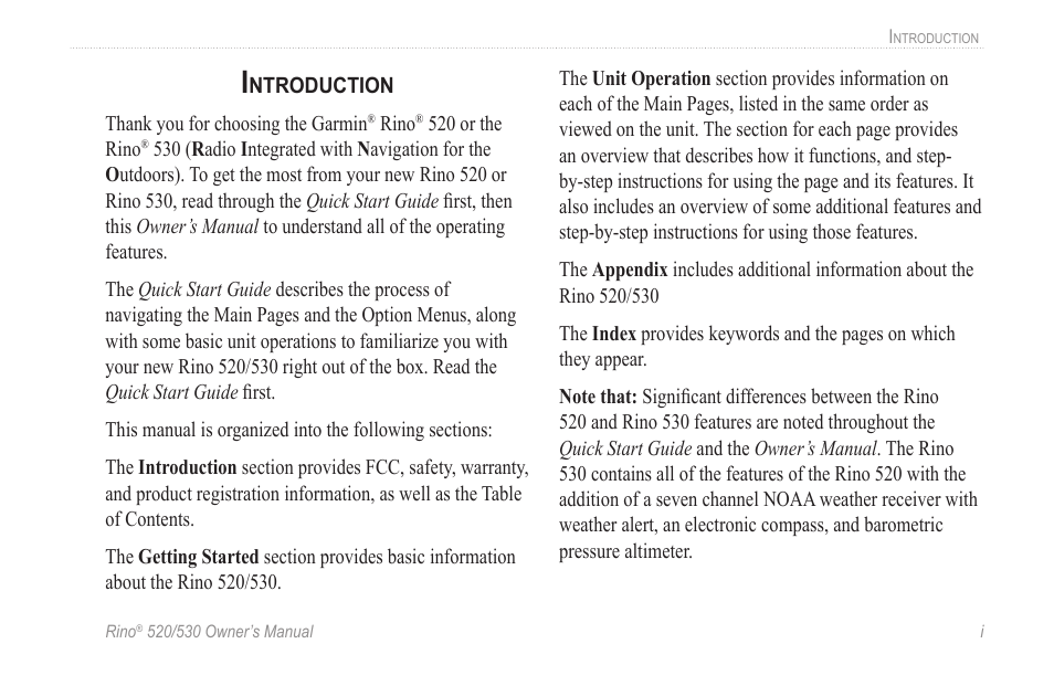 Introduction | Garmin 520 User Manual | Page 3 / 132