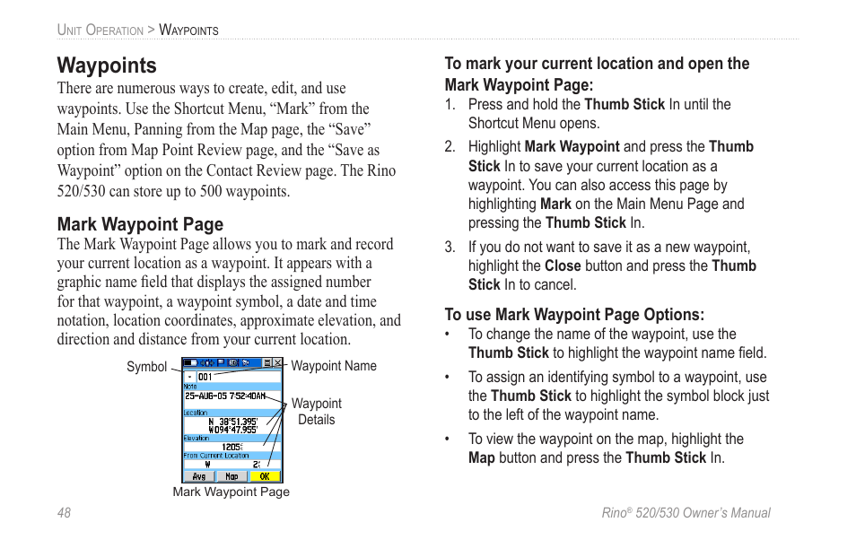 Waypoints | Garmin 520 User Manual | Page 58 / 132
