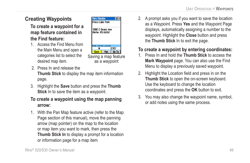 Creating waypoints | Garmin 520 User Manual | Page 59 / 132