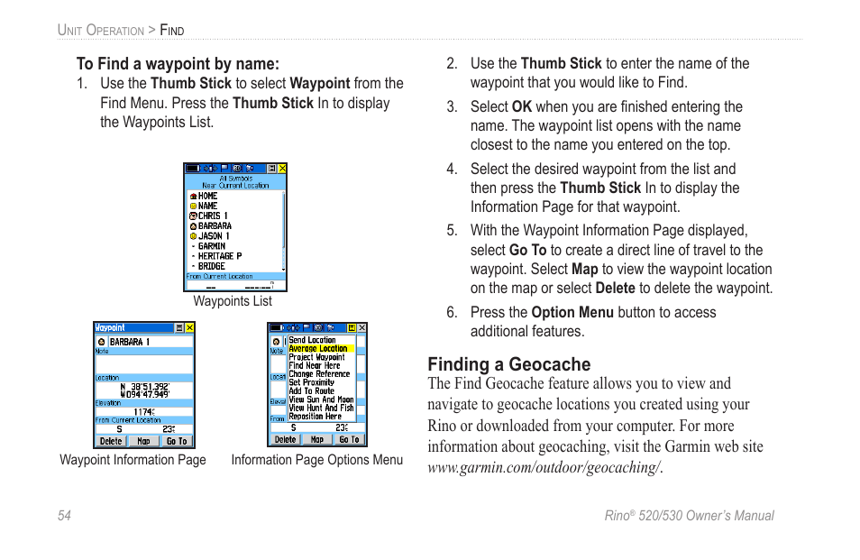 Finding a geocache | Garmin 520 User Manual | Page 64 / 132