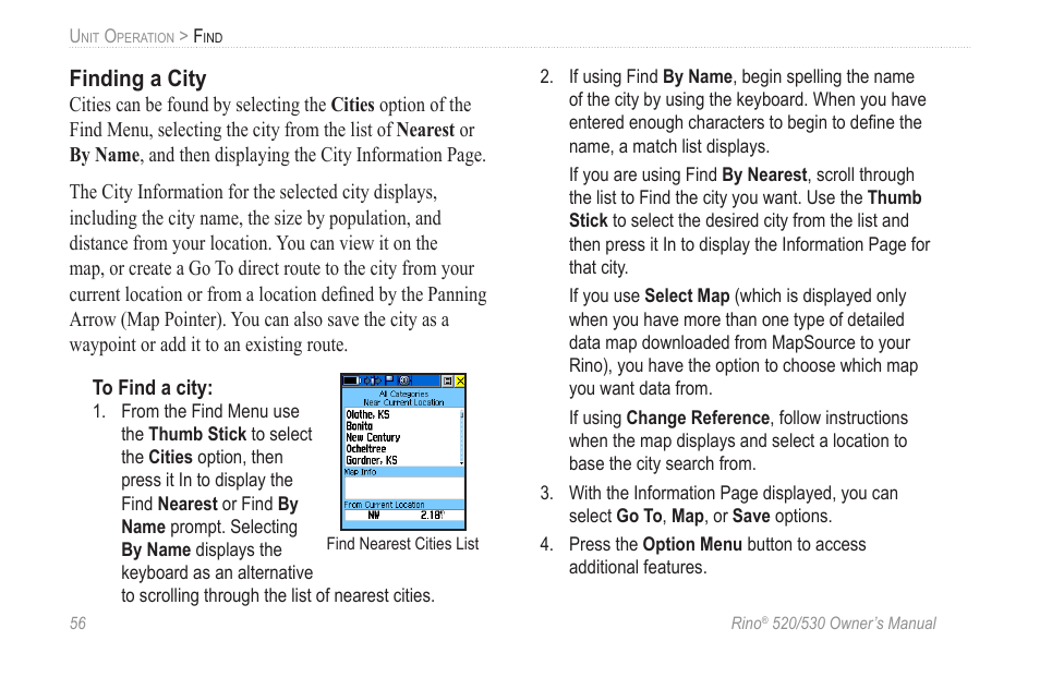 Finding a city | Garmin 520 User Manual | Page 66 / 132