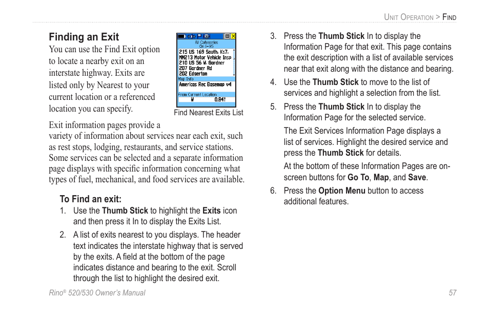 Finding an exit | Garmin 520 User Manual | Page 67 / 132