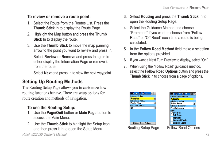 Setting up routing methods | Garmin 520 User Manual | Page 83 / 132