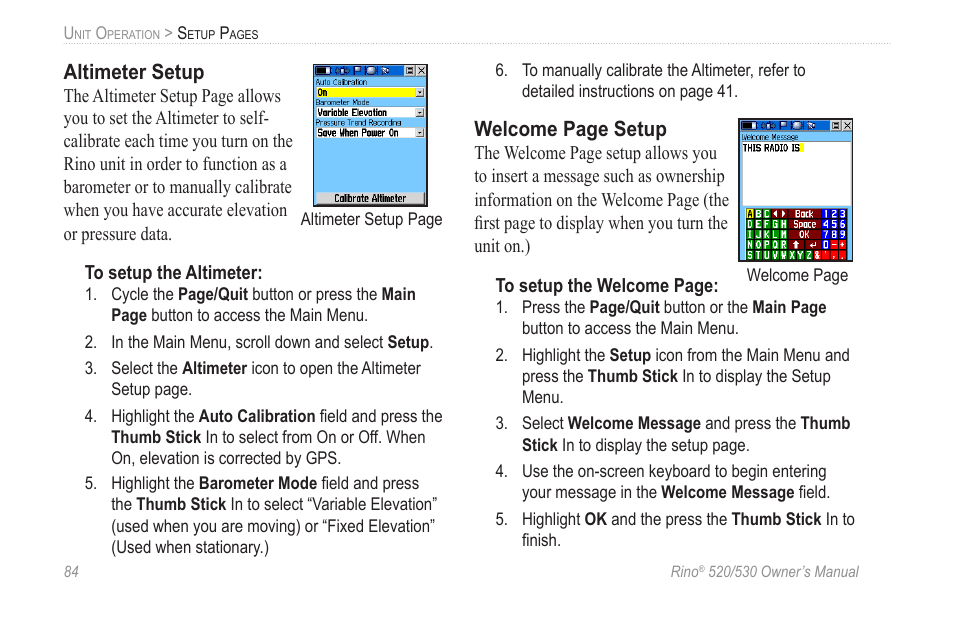 Altimeter setup | Garmin 520 User Manual | Page 94 / 132