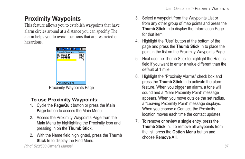 Proximity waypoints | Garmin 520 User Manual | Page 97 / 132