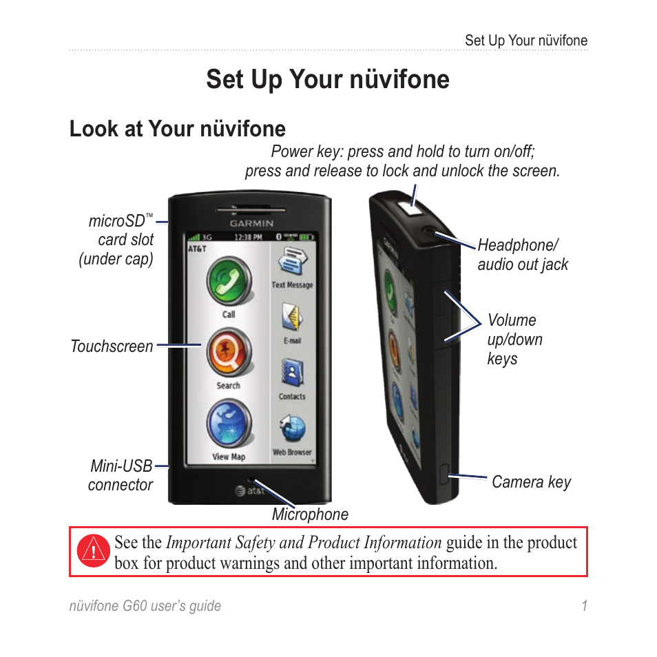 Set up your nüvifone, Look at your nüvifone | Garmin G60 User Manual | Page 9 / 104