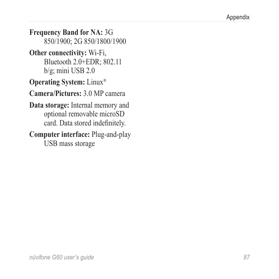 Garmin G60 User Manual | Page 95 / 104