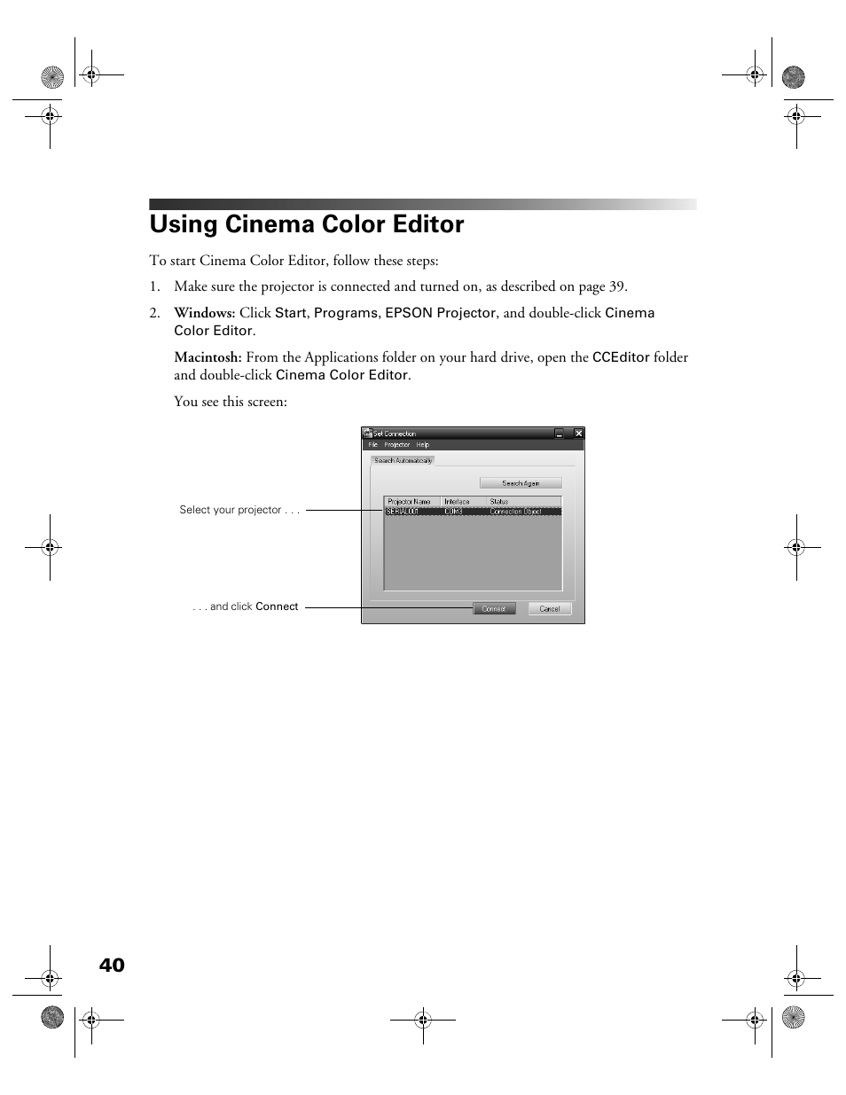 Using cinema color editor | Garmin POWERLITE CINEMA 200+ User Manual | Page 40 / 80