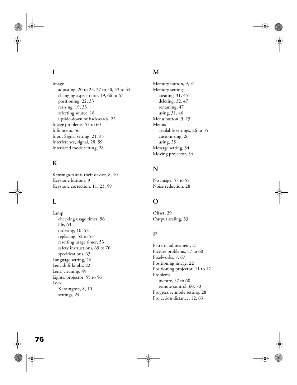 76 i | Garmin POWERLITE CINEMA 200+ User Manual | Page 76 / 80