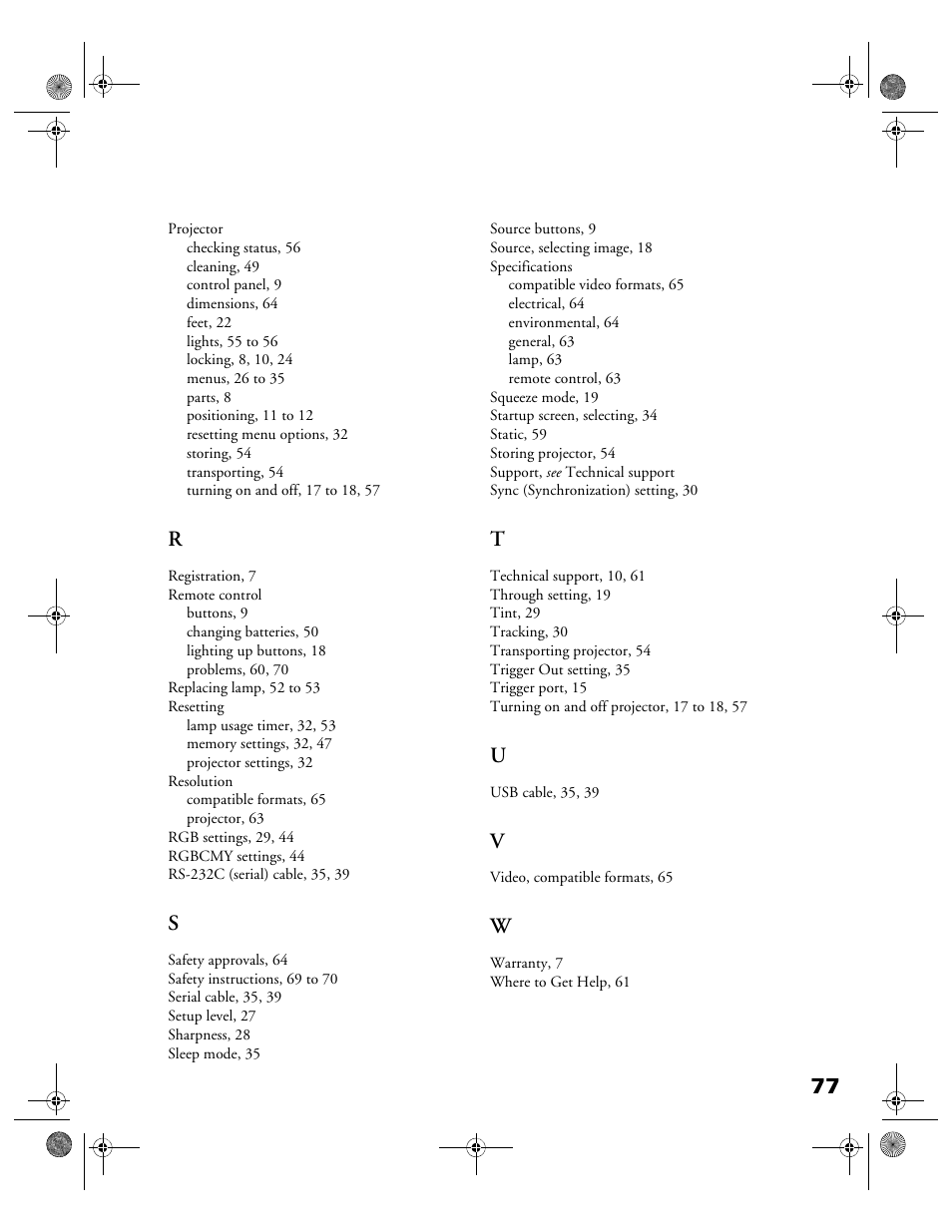 Garmin POWERLITE CINEMA 200+ User Manual | Page 77 / 80