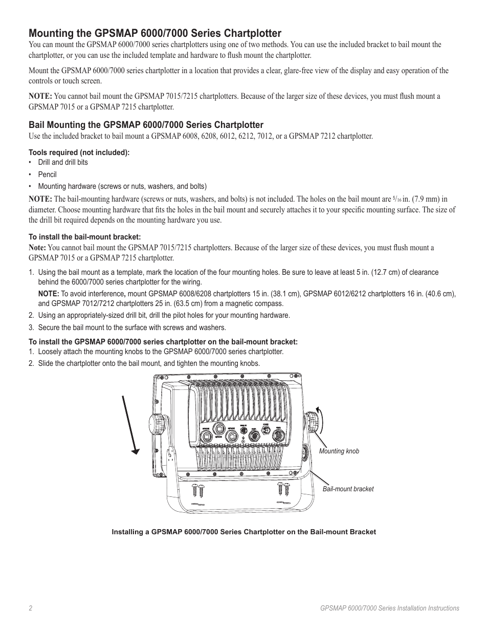 Mounting the gpsmap 6000/7000 series chartplotter | Garmin GPSMAP 7000 Series User Manual | Page 2 / 20