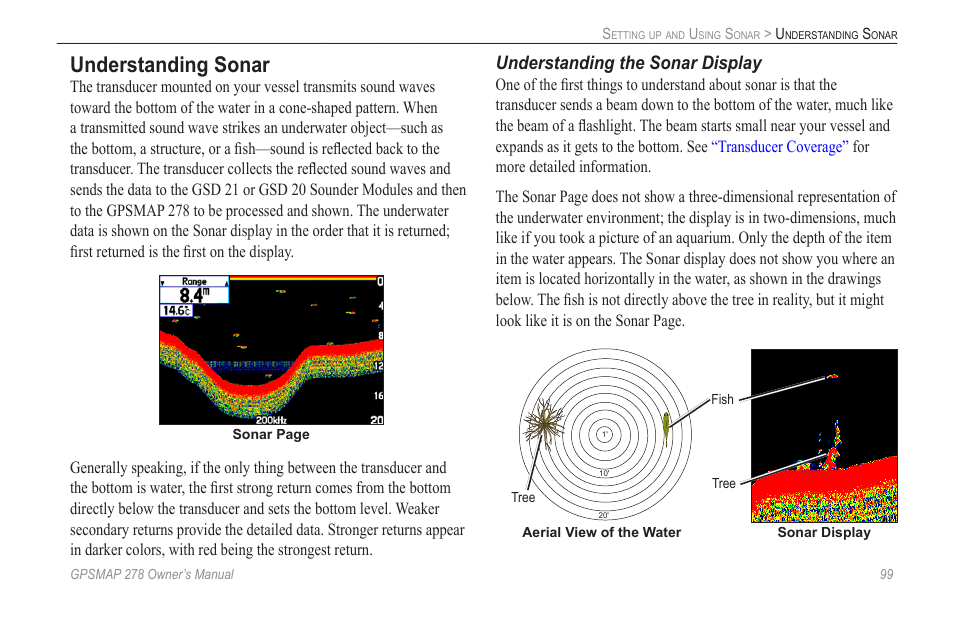 Understanding sonar, Understanding the sonar display | Garmin GPSMAP 278 User Manual | Page 107 / 138