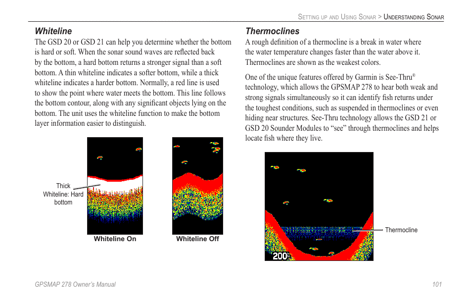 Whiteline, Thermoclines | Garmin GPSMAP 278 User Manual | Page 109 / 138