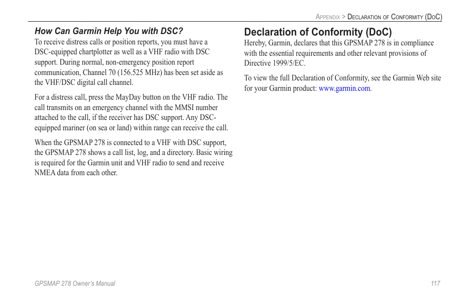 Declaration of conformity (doc) | Garmin GPSMAP 278 User Manual | Page 125 / 138