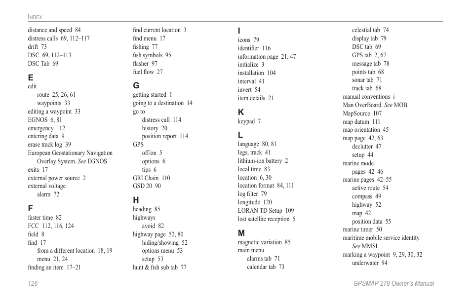 Garmin GPSMAP 278 User Manual | Page 134 / 138